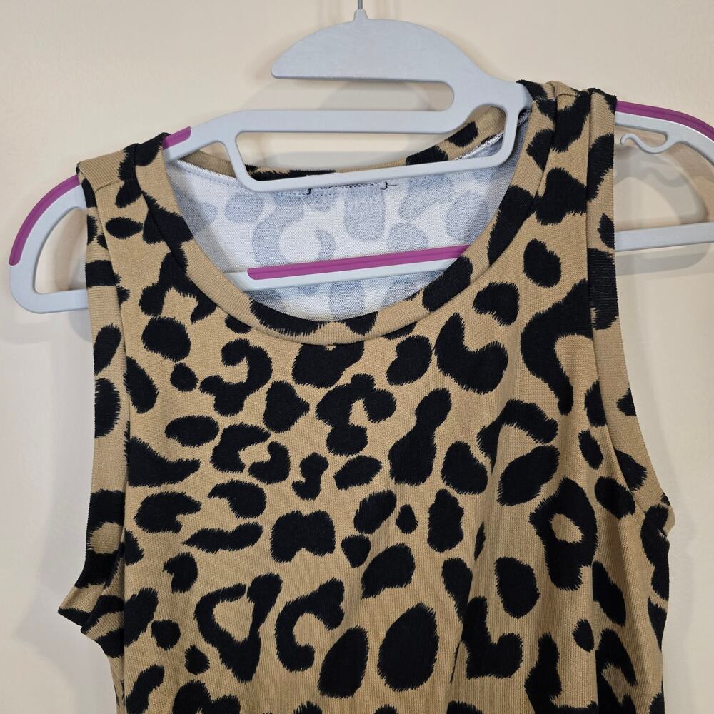 Women's BomBom Leopard Print Knit Tank Top | Size Small - Picture 4 of 10